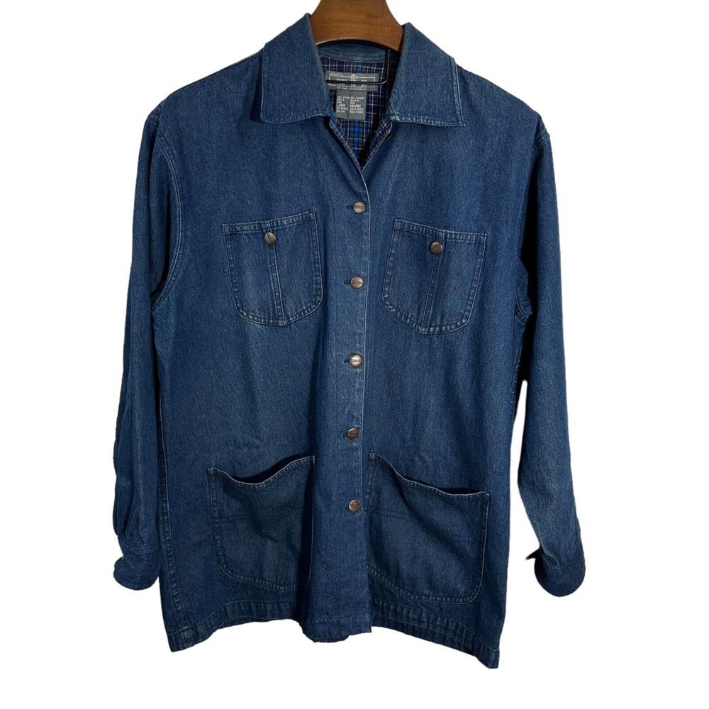 WAY TO GO Vintage Embroidered Blue Denim Womens Jacket 90s 4-Pocket Large